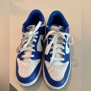Nike Royal Blue and White Dunks 7Y